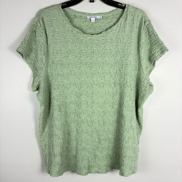 Chico's Tops - Chicos Womans sz 3 / XL Popover Top Short Sleeve Mint Green Stretch Casual